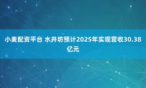 小麦配资平台 水井坊预计2025年实现营收30.38亿元